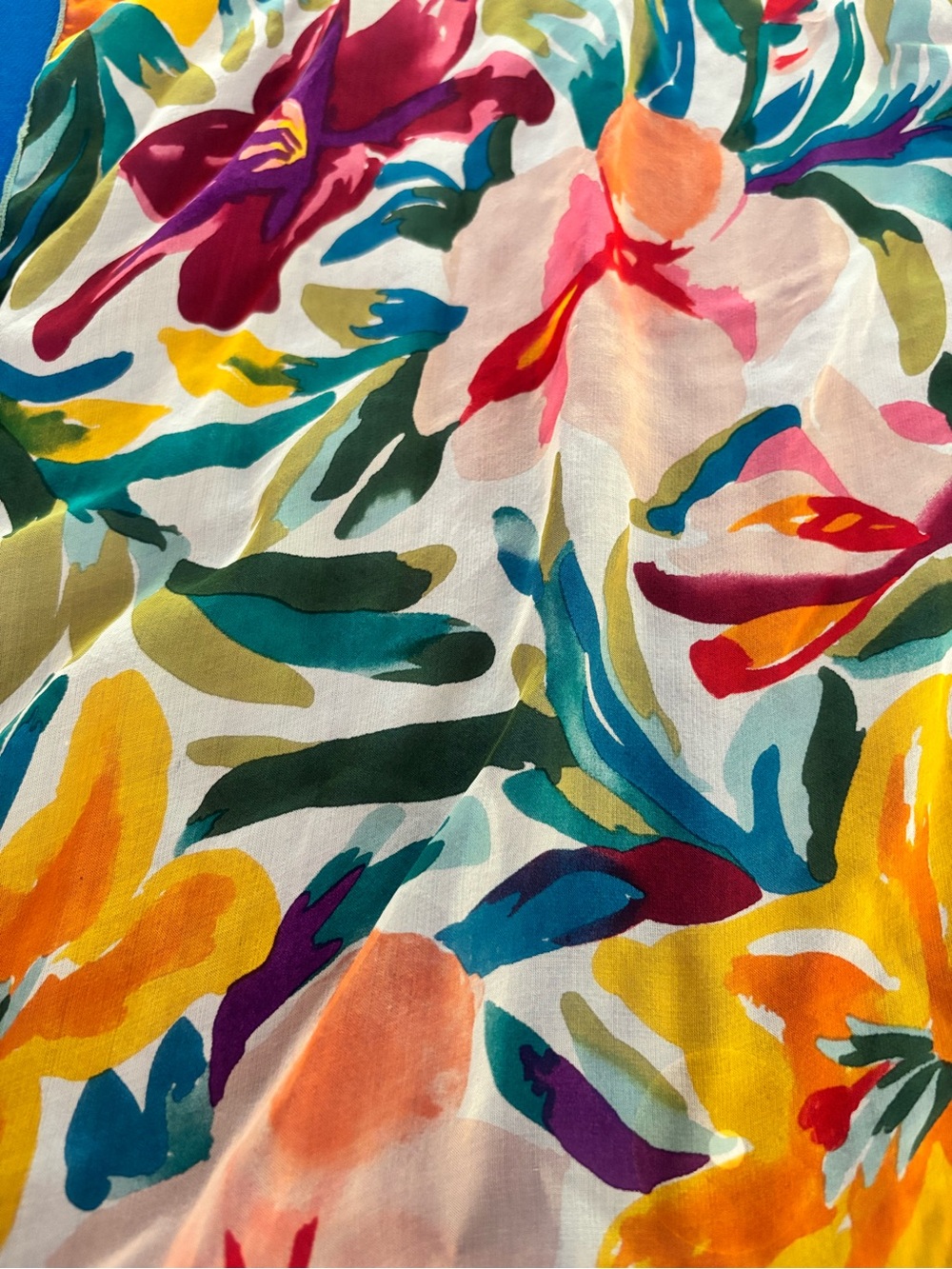 Dana Herbert multicolored floral sheer silk scarf. - Picture 2 of 13